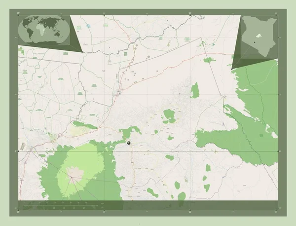 Меру Графство Кенія Відкрита Карта Вулиць Кутові Допоміжні Карти Місцезнаходження — стокове фото