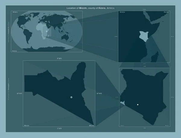 Мігорі Графство Кенія Діаграма Показує Розташування Регіону Мапах Великого Масштабу — стокове фото