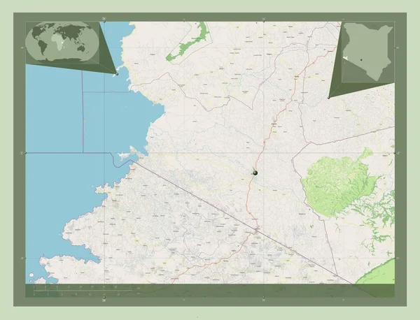 ケニアの郡 ミゴリ ストリートマップを開く コーナー補助位置図 — ストック写真