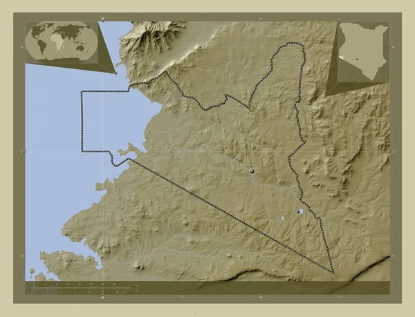 Мигори Округ Кения Карта Высоты Окрашенная Вики Стиле Озерами Реками — стоковое фото