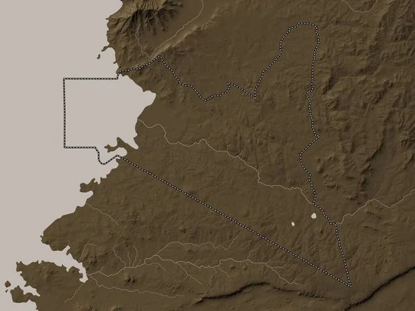 Μιγκόρι Επαρχία Κένυας Υψόμετρο Χάρτη Χρωματισμένο Τόνους Σέπια Λίμνες Και — Φωτογραφία Αρχείου