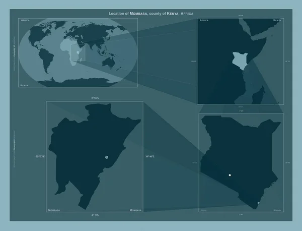 Момбаса Графство Кенія Діаграма Показує Розташування Регіону Мапах Великого Масштабу — стокове фото