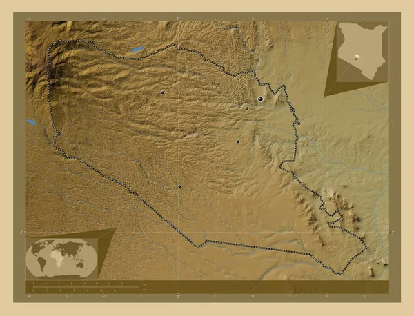 Murang County Kenya Colored Elevation Map Lakes Rivers Locations Major — Stock Photo, Image