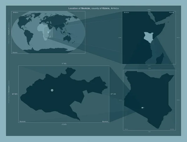 Nairobi Condado Kenia Diagrama Que Muestra Ubicación Región Mapas Gran — Foto de Stock