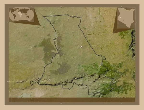 Нанди Округ Кения Карта Спутника Низкого Разрешения Вспомогательные Карты Расположения — стоковое фото