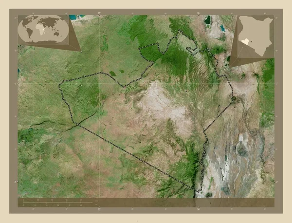 Narok Condado Kenia Mapa Satelital Alta Resolución Ubicaciones Las Principales — Foto de Stock