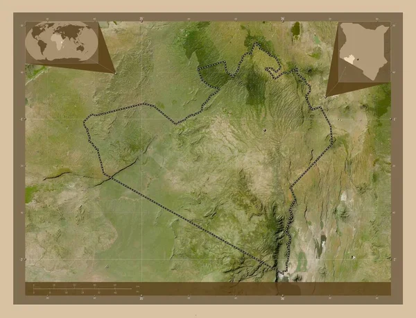 ケニアのナロック郡 低解像度衛星地図 コーナー補助位置図 — ストック写真