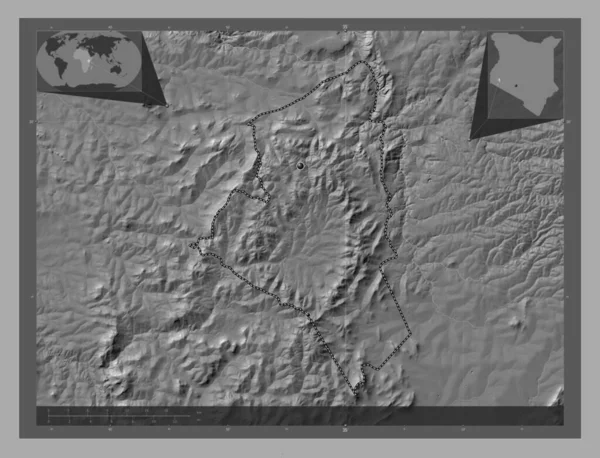 Νιαμίρα Επαρχία Κένυας Bilevel Υψομετρικός Χάρτης Λίμνες Και Ποτάμια Τοποθεσίες — Φωτογραφία Αρχείου