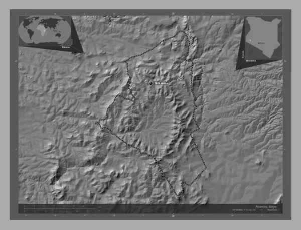 Ньяміра Графство Кенія Білевелівська Карта Висот Озерами Річками Місця Розташування — стокове фото