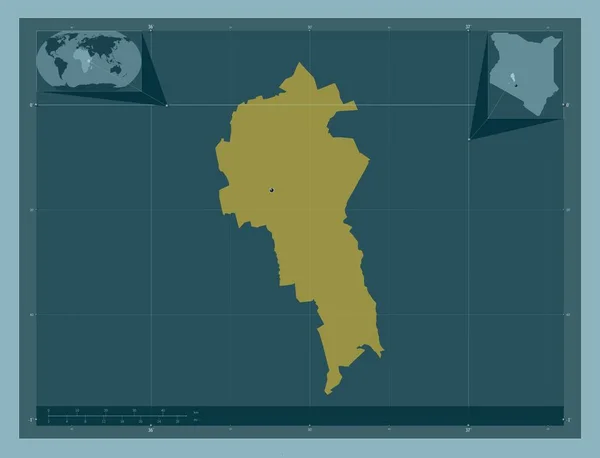 Nyandarua Kenya Ilçesi Katı Renk Şekli Bölgenin Büyük Şehirlerinin Yerleri — Stok fotoğraf