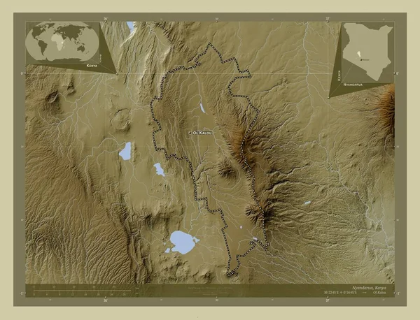 Nyandarua Contea Del Kenya Mappa Elevazione Colorata Stile Wiki Con — Foto Stock