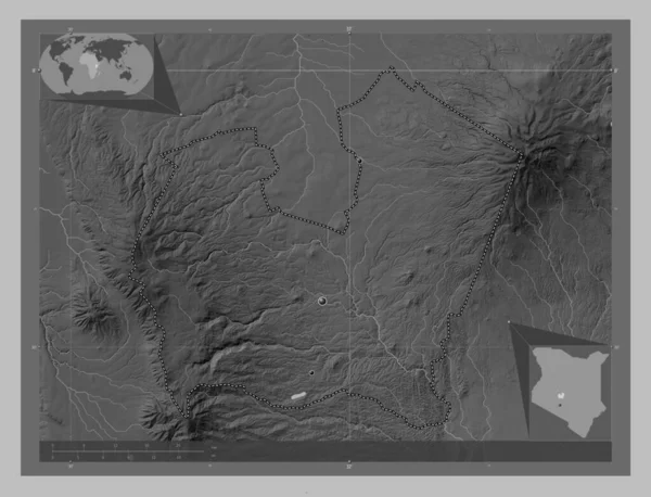 Nyeri Okres Keňa Výškové Mapy Jezery Řekami Umístění Velkých Měst — Stock fotografie