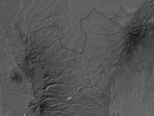 Ньери Округ Кения Карта Высот Оттенках Серого Озерами Реками — стоковое фото