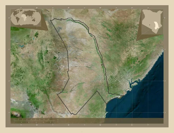 Tana River Hrabstwo Kenia Mapa Satelity Wysokiej Rozdzielczości Lokalizacje Dużych — Zdjęcie stockowe