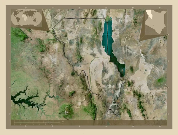 Turkana Hrabstwo Kenia Mapa Satelity Wysokiej Rozdzielczości Pomocnicze Mapy Położenia — Zdjęcie stockowe