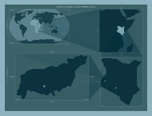 Vihiga Kenian Maakunta Kaavio Joka Osoittaa Alueen Sijainnin Laajemmissa Kartoissa — kuvapankkivalokuva