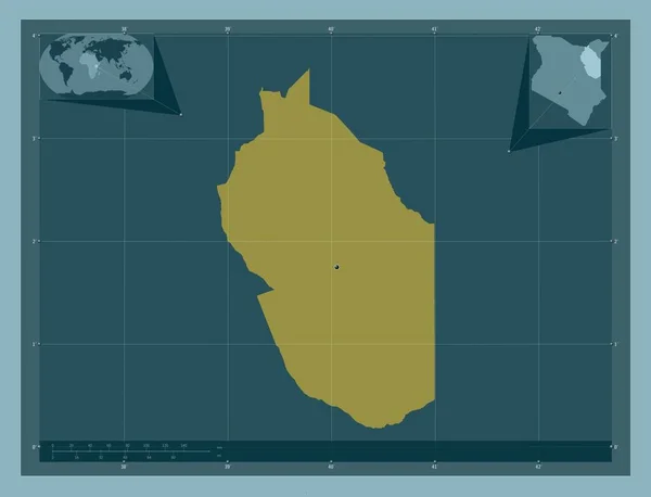 Wajir Hrabstwo Kenii Solidny Kształt Koloru Lokalizacje Dużych Miast Regionu — Zdjęcie stockowe