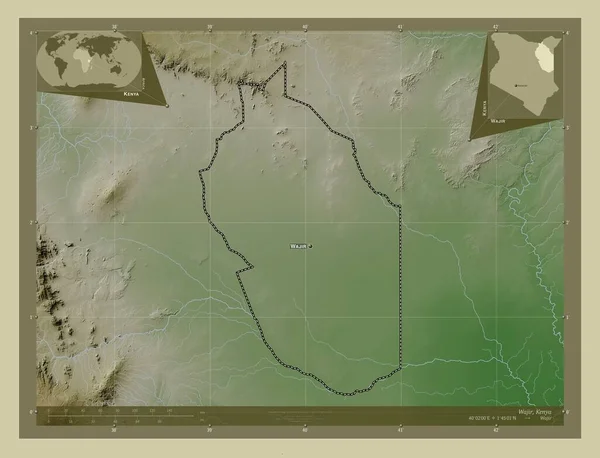 Wajir Comté Kenya Carte Altitude Colorée Dans Style Wiki Avec — Photo