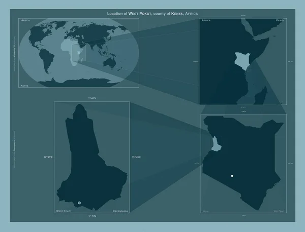 West Pokot Condado Kenia Diagrama Que Muestra Ubicación Región Mapas — Foto de Stock