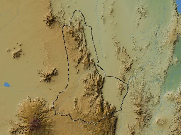 West Pokot County Kenya Colored Elevation Map Lakes Rivers — Stock Photo, Image