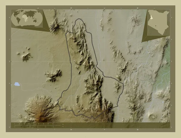 West Pokot Okres Keňa Zdvihová Mapa Zbarvená Stylu Wiki Jezery — Stock fotografie