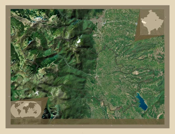 デカン コソボの自治体 高解像度衛星地図 コーナー補助位置図 — ストック写真