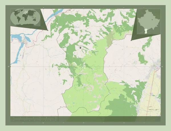 Драгаш Муниципалитет Косово Карта Улиц Вспомогательные Карты Расположения Углов — стоковое фото