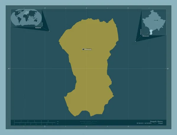 Dragash Municipality Kosovo Solid Color Shape Locations Names Major Cities — Stock Photo, Image