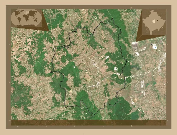 Drenas 科索沃市 低分辨率卫星地图 角辅助位置图 — 图库照片