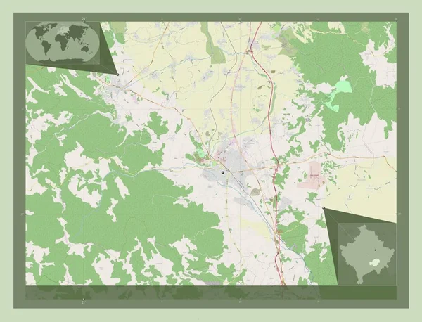 Феризай Муниципалитет Косово Карта Улиц Вспомогательные Карты Расположения Углов — стоковое фото