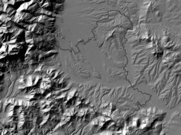 Gjakova Município Kosovo Bilevel Mapa Elevação Com Lagos Rios — Fotografia de Stock