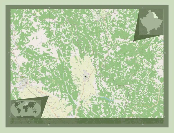 Подуева Муниципалитет Косово Карта Улиц Вспомогательные Карты Расположения Углов — стоковое фото