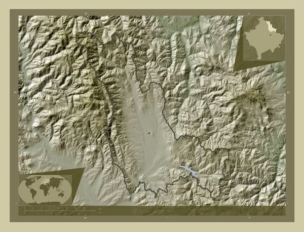Podujeva Obec Kosovo Zdvihová Mapa Zbarvená Stylu Wiki Jezery Řekami — Stock fotografie