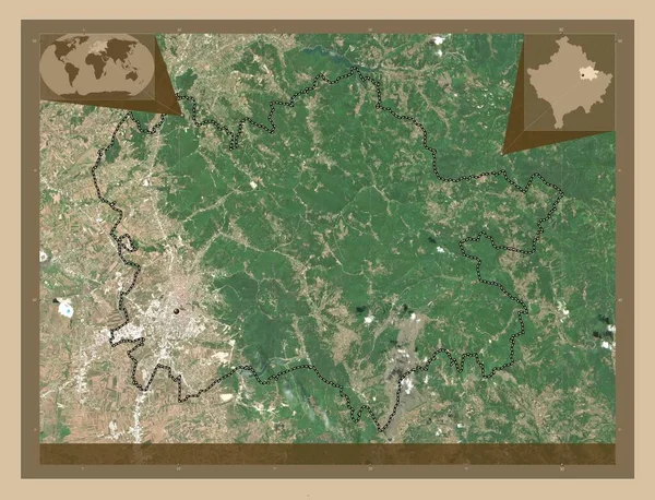 Приштина Муніципалітет Косово Супутникова Карта Низькою Роздільною Здатністю Кутові Допоміжні — стокове фото