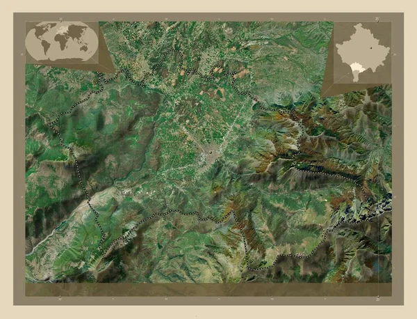 Prizren Município Kosovo Mapa Satélite Alta Resolução Locais Das Principais — Fotografia de Stock