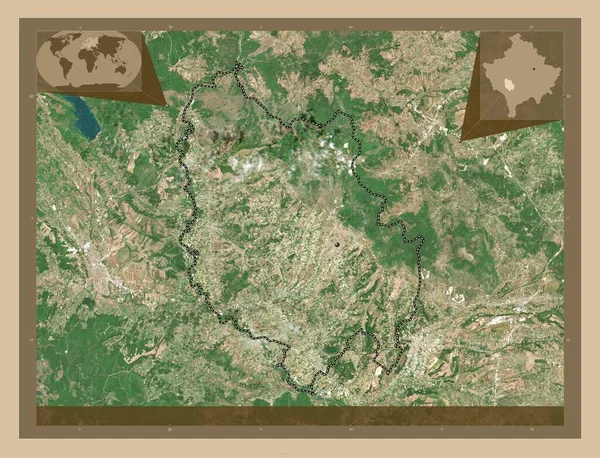 Rahovec Gemeinde Kosovo Satellitenkarte Mit Niedriger Auflösung Eck Zusatzstandortkarten — Stockfoto