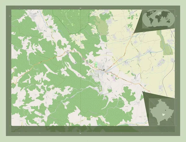 Shtime Gmina Kosowa Otwórz Mapę Ulic Pomocnicze Mapy Położenia Narożnika — Zdjęcie stockowe