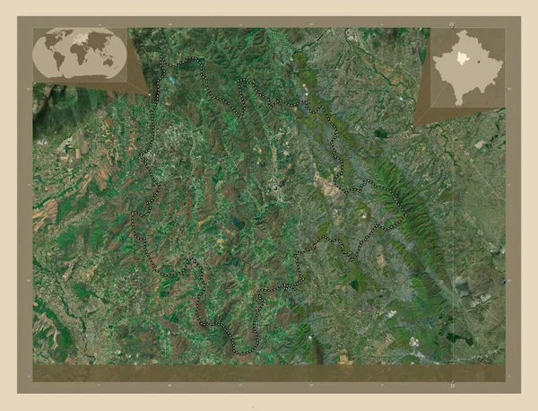 コソボの自治体Skenderaj 高解像度衛星地図 コーナー補助位置図 — ストック写真