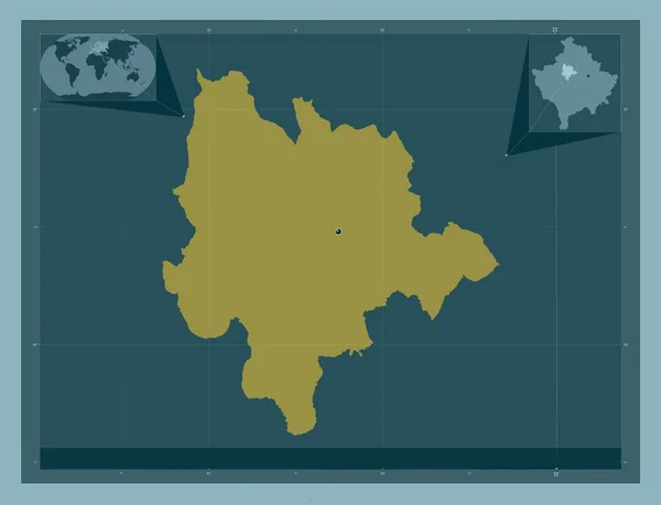 Skenderaj Município Kosovo Forma Cor Sólida Mapa Localização Auxiliar Canto — Fotografia de Stock