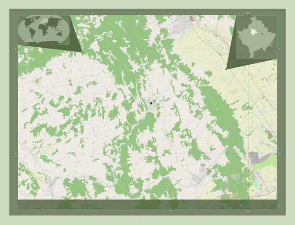 Skenderaj Муниципалитет Косово Карта Улиц Вспомогательные Карты Расположения Углов — стоковое фото