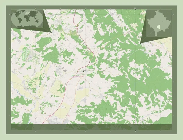 Сухарека Муниципалитет Косово Карта Улиц Вспомогательные Карты Расположения Углов — стоковое фото