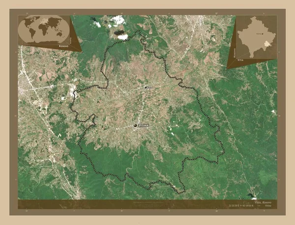 Vitia Gemeente Kosovo Lage Resolutie Satellietkaart Locaties Namen Van Grote — Stockfoto