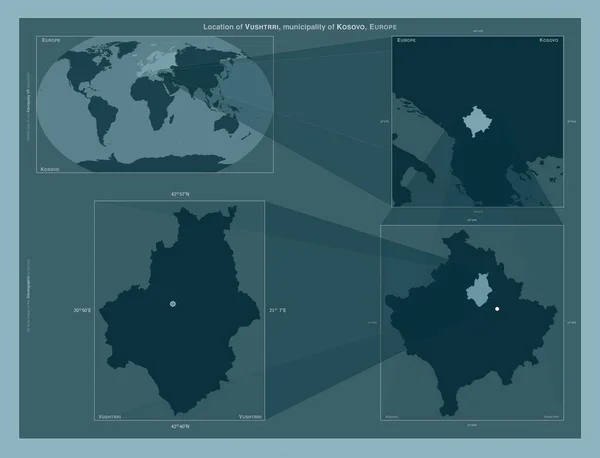 Vushtrri Município Kosovo Diagrama Mostrando Localização Região Mapas Maior Escala — Fotografia de Stock