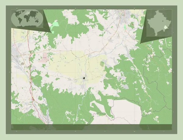 Vitia Município Kosovo Abrir Mapa Rua Mapa Localização Auxiliar Canto — Fotografia de Stock