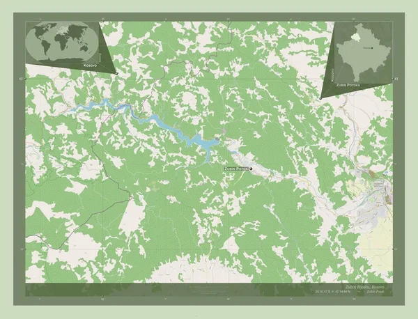 Zubin Potoku Gmina Kosowa Otwórz Mapę Ulic Lokalizacje Nazwy Głównych — Zdjęcie stockowe