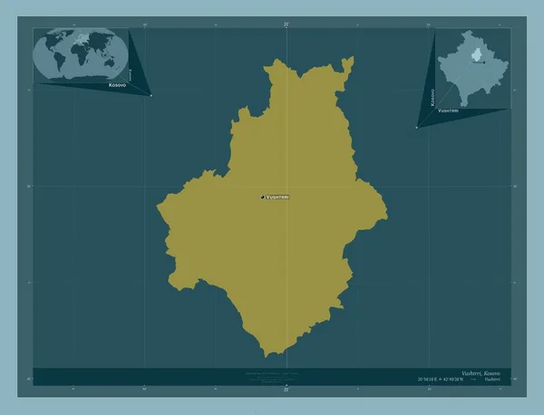 Vushtrri Gemeente Kosovo Stevige Kleurvorm Locaties Namen Van Grote Steden — Stockfoto