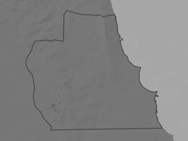 Ahmadi Provincia Kuwait Mapa Elevación Bilevel Con Lagos Ríos — Foto de Stock