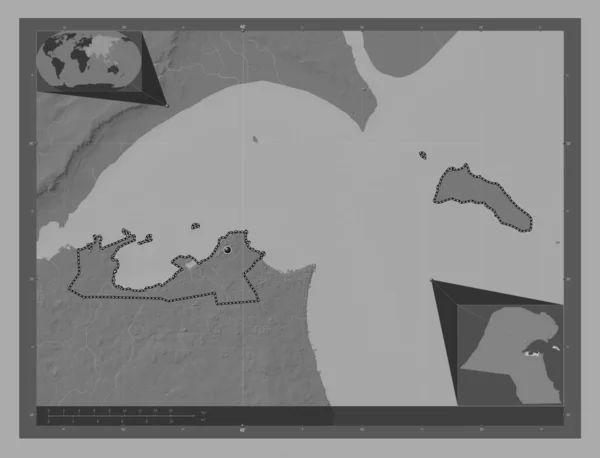 Аль Азіма Провінція Кувейт Білевелівська Карта Висот Озерами Річками Кутові — стокове фото