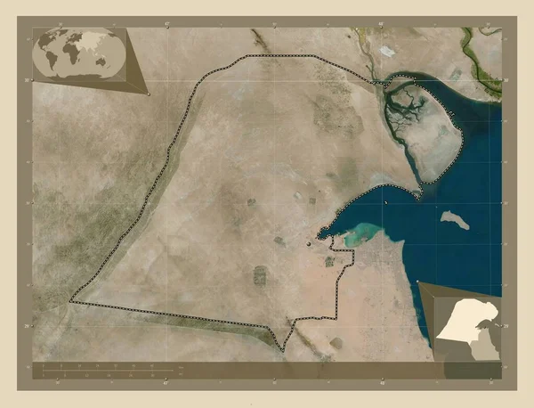 Jahrah Prowincja Kuwejt Mapa Satelity Wysokiej Rozdzielczości Lokalizacje Dużych Miast — Zdjęcie stockowe