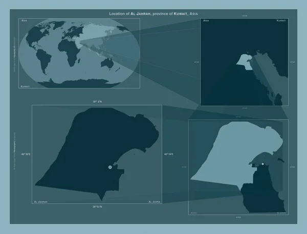 Ель Джахра Провінція Кувейт Діаграма Показує Розташування Регіону Мапах Великого — стокове фото